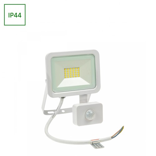20W lyskaster med sensor - IP44, varmhvit, hvit, med sensor