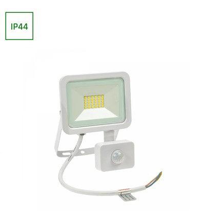 20W lyskaster med sensor - IP44, varmhvit, hvit, med sensor