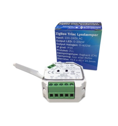 Mini ZigBee Triac Lysdimmer - 200W, Push-dim