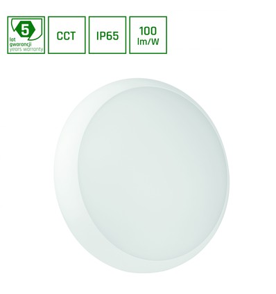 18W NYMPHEA CITY PRO LED taklampe med sensor - CCT, IP65, IK10, 1800lm, hvit, utendørs/innendørs