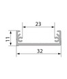 Profil LED-strips Bred - Melkefarget deksel, 1m, Uten Lyskilde