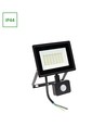 30W LED lyskaster med sensor - 2900lm, IP44, sort, kald hvit