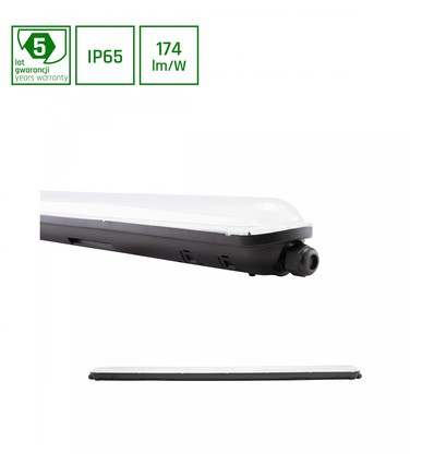 LIMEA GIGANT HERMETISK 1200mm 38W 230V 120st IP65 IK09 1190x72x70mm SVART