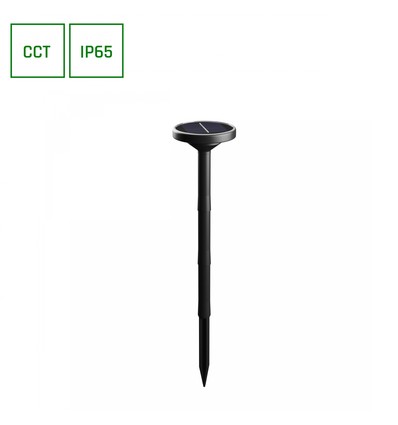 1W Solara Plato solcelle hagelampe, CCT - IP65, sort, inkl. spyd, 3000K/4000K/6000K, 3.2V