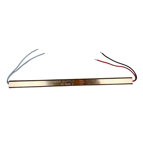 60W / 24V DC strømforsyning - 2.5A, IP67, Slim modell, flicker free