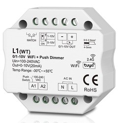 WiFi LEDlife rWave 1-10V Wifi innbyggingsdimmer - Tuya/Smart Life, RF, push-dim, LED dimmer, til innbygging