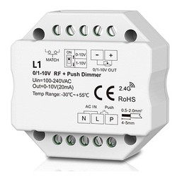 Elprodukter LEDlife rWave 1-10V innbyggingsdimmer - RF, push-dim, LED dimmer, til innbygging