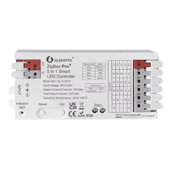Gledopto 5in1 Zigbee strip-kontroller - Hue-kompatibel, 12V/24V, RGB+CCT