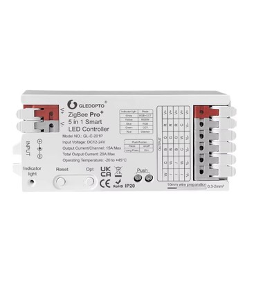 Gledopto Pro 5in1 Zigbee strip-kontroller - Hue-kompatibel, 12V/24V, RGB+CCT
