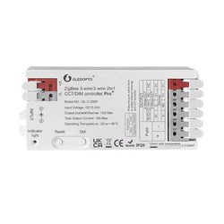 LED lyskilder Gledopto 2-i-1 Zigbee strip-kontroller - Hue-kompatibel, 12V/24V, 12V (144W) 24V (288W), ensfarget + CCT