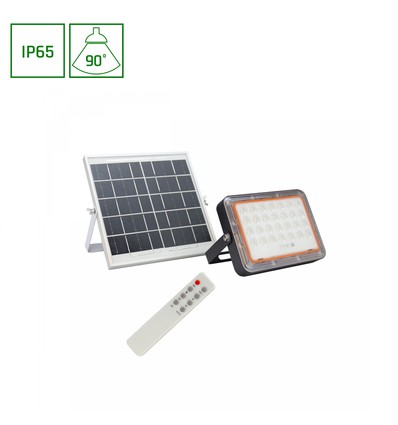 50W Solara 2 solcelle lyskaster - 3.2V, IP65, kald hvit, sort, fjernkontroll, inkl. solcellepanel