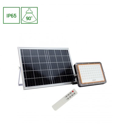 200W Solara solar LED lyskaster, 3.2V - 2000lm, IP65, sort, inkl. solcellepanel, utendørs