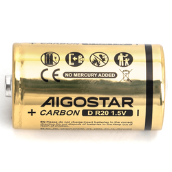 Batterier Karbon-sink batteri - 1,5V R20D - 2-pakning