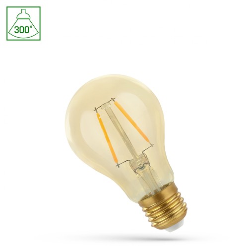 E27 4,9W LED pære - COG filament, 2400K, varm hvit, 300° lysspredning