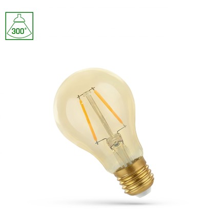 E27 4,9W LED pære - COG filament, 2400K, varm hvit, 300° lysspredning