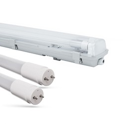 LED lysrør & armatur Limea H LED dobbeltarmatur - Inkl. 2x 9W 60cm T8 LED rør, IP65 vanntett, gjennomgangskobling