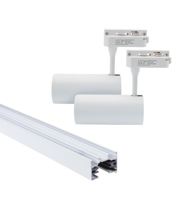 LEDlife SLIM 1 meter skinne til skinnespots - Hvit, inkludert 2 stk. hvite SLIM skinnespot, komplett sett