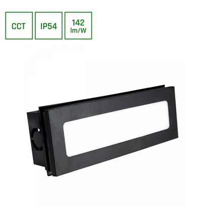 Encanta 6W 230V IP54 230x84x52mm Sort, innfelt Fasadelampe