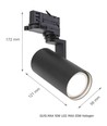 Svart skinnespot med GU10 fatning - Passer V-Tac skinner/Global, 3-faset, uten lyskilde