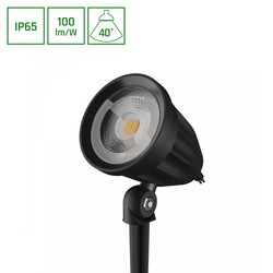 FLORI Ligero Hage lampe 6W - Kald Hvit, 230V, 40°, IP65, 53x77mm + 145mm Påle, Sort