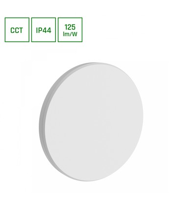 Piatta 9W CCT 230V IP44 120x47mm Hvit Rundt Fasadelys