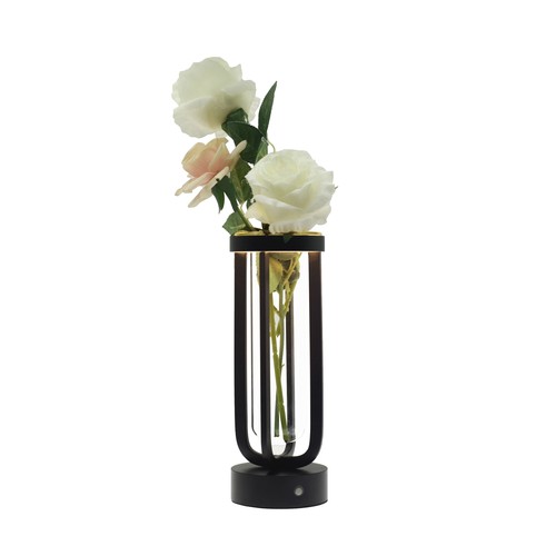Outlet: Blomstervase med LED lys Innendørs/utendørs - Svart, dimbar, IP54 utendørs