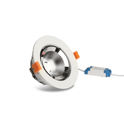 10W Ø14cm Downlight - Hull: Ø13 cm, Mål: Ø14 cm, 800lm, Justerbar vinkel