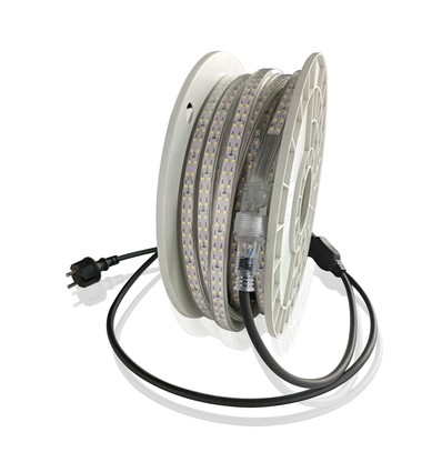 LEDlife arbeidslys 25m LED strip på trommel - 230V, IP67, 180 LED/m, 11W/m, 1100 lm/m