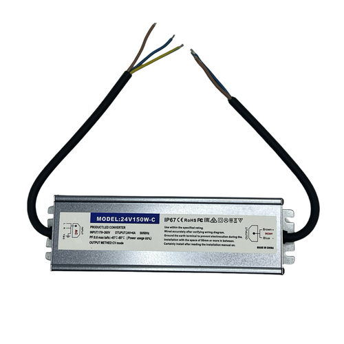 150W / 24V DC strømforsyning - 6.25A, IP67 vanntett