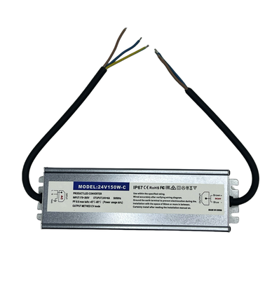 150W / 24V DC strømforsyning - 6.25A, IP67 vanntett