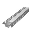 Aluprofil 50x20 for innsparkling - 1 meter, hvit, inkl. melkehvitt deksel