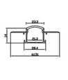 Aluprofil 50x20 for innsparkling - 1 meter, Svart, inkl. Svart deksel