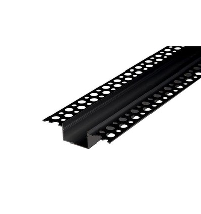 Aluprofil 50x20 for innsparkling - 1 meter, Svart, inkl. Svart deksel