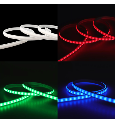 5 meter RGB CLIP-ON vanntett LED strip - Hvit deksel ,230V, 60 LED, 9W per meter