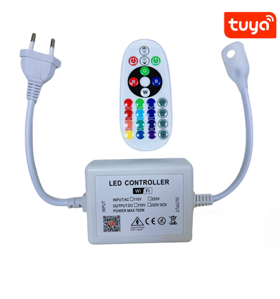 230V RGB WIFI Smart Home CLIP-ON controller - Inkl. endestykke, til 230V, minnefunksjon, 50 m.