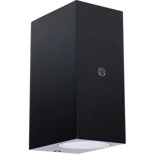 Los Angeles utendørs vegglampe med skumringssensor, Up/Down, GU10, IP44 - Sort