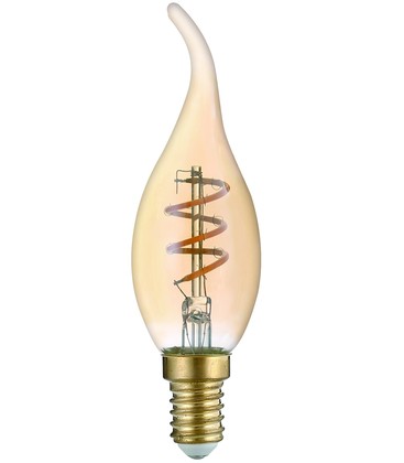 3W LED stearinlys pære i røkt glass - T35, karbon filamenter, E14, 230V