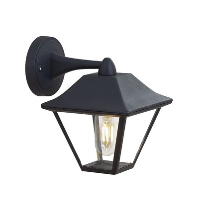 E27 Vegglampe - IP44 utendørs, sort, uten lyskilde