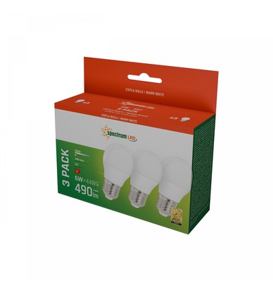 3-pakning E27 6W LED-pære - G45, varmhvit