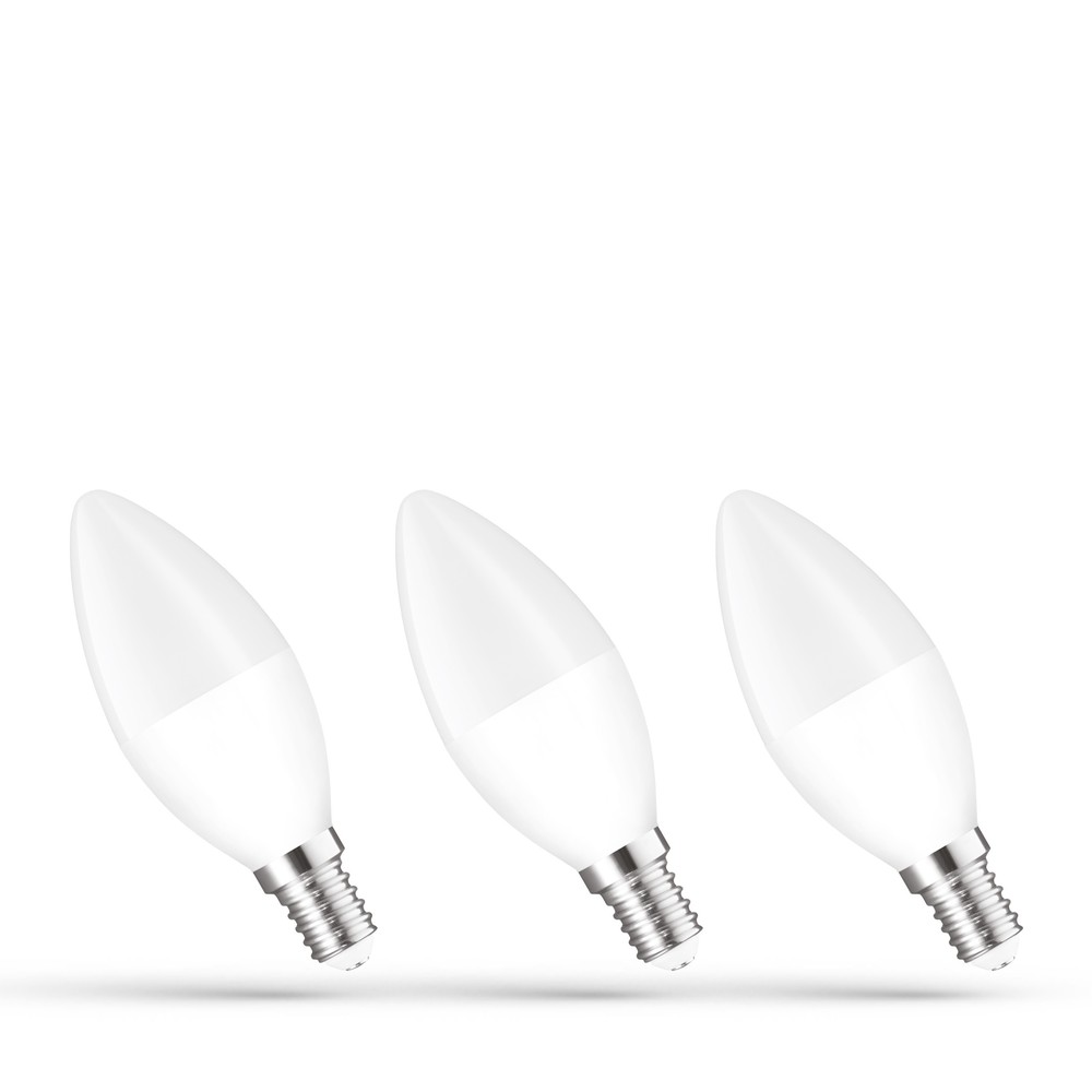 3 stk. E14 6W LED kronepære - C37, varmhvit, 3000K - Dimbar : Ikke dimbar, Kulør : Varm