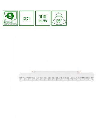 System Shift CCT- Grid M skinne lys 17W - 330x23x42mm, 40°, hvit, CCT switch