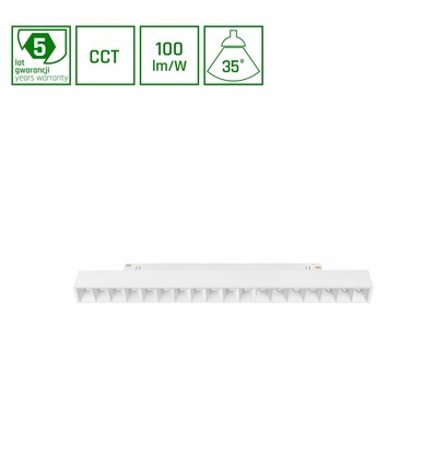 System Shift CCT- Grid M skinne lys 17W - 330x23x42mm, 40°, hvit, CCT switch