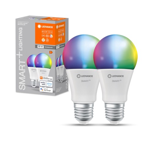 Outlet: LEDVANCE SMART+ WiFi E27 Matt LED Pære 9W RGB+CCT (2-Pak)