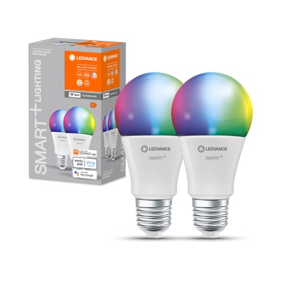 Outlet: LEDVANCE SMART+ WiFi E27 Matt LED Pære 9W RGB+CCT (2-Pak)