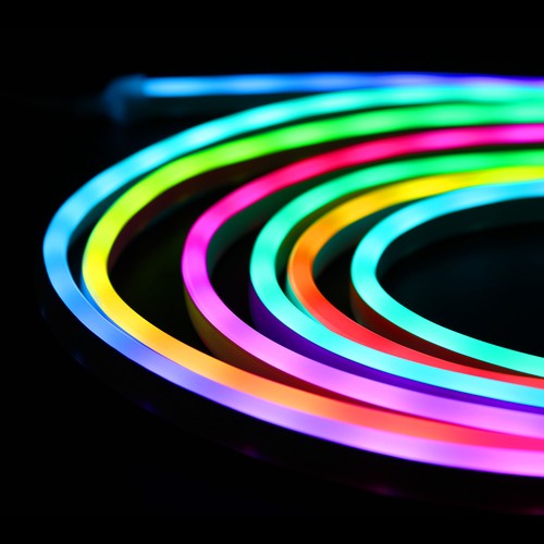 2,5m RGBIC Neon Flex komplett sett - USB, Bluetooth app, fjernkontroll, inkl. montering, 7x15 neonflex
