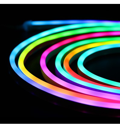 2,5m RGBIC Neon Flex komplett sett - USB, Bluetooth app, fjernkontroll, inkl. montering, 7x15 neonflex