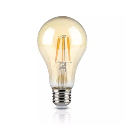 E27 vanlig LED V-Tac 8W LED pære - Dimbar, Karbon filamenter, røkt glass, ekstra varm hvit, 2200K, A67, E27
