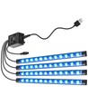 LED-stripe til bil - Musikkontroll, 4x0,225m, USB-drevet, 20-knappers kontroller