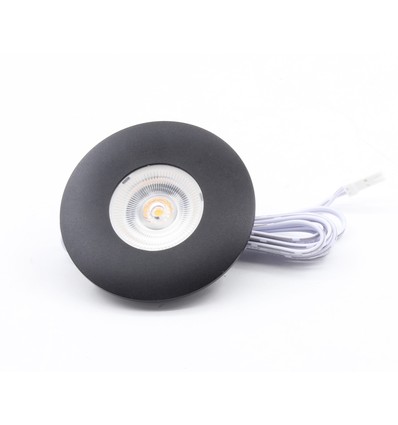 2,5W Ø6,8cm Cabi68 møbelspot RA91 - 12V DC, hull: Ø5,5 cm, mål: Ø6,8 cm, sort