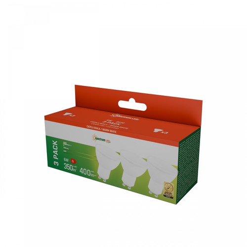 3-pakning GU10 6W LED-spotpære - Varmhvit, mattet